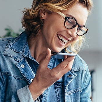 female ideal customer talking on the phone