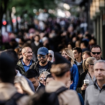 busy street filled with pedestrians